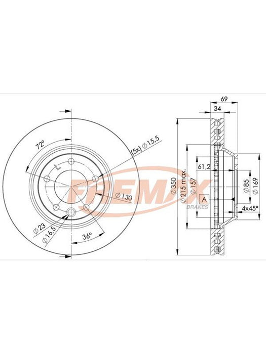 Fremax Brake Disc Front LH Porsche Cayenne S, Turbo BD-3323 Fremax - Micks Gone Bush