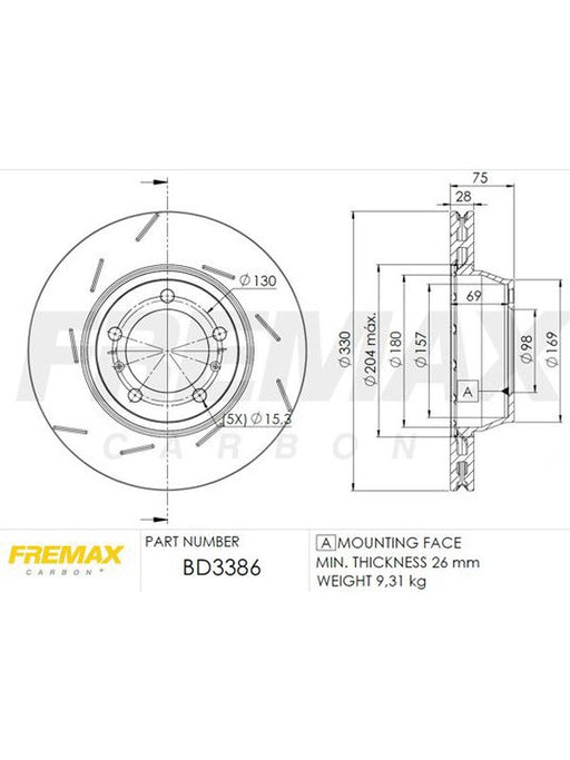 Fremax Brake Disc Rear LH Porsche Panamera, S, Gts BD-3386 Fremax - Micks Gone Bush