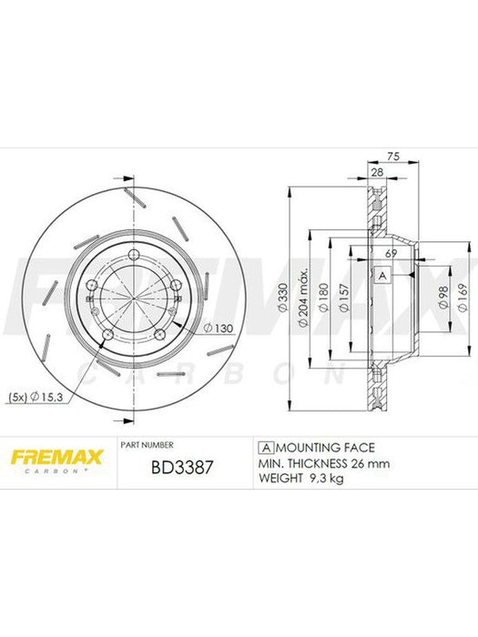 Fremax Brake Disc Rear RH Porsche Panamera, S, Gts BD-3387 Fremax - Micks Gone Bush