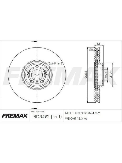 Fremax Brake Disc Front Lhs Bmw X5M E70 BD-3492 Fremax - Micks Gone Bush