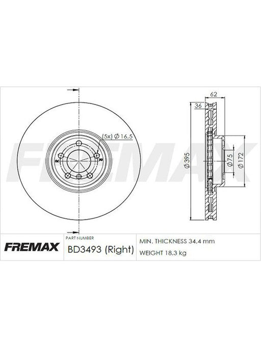 Fremax Brake Disc Front Rhs Bmw X5M E70 BD-3493 Fremax - Micks Gone Bush