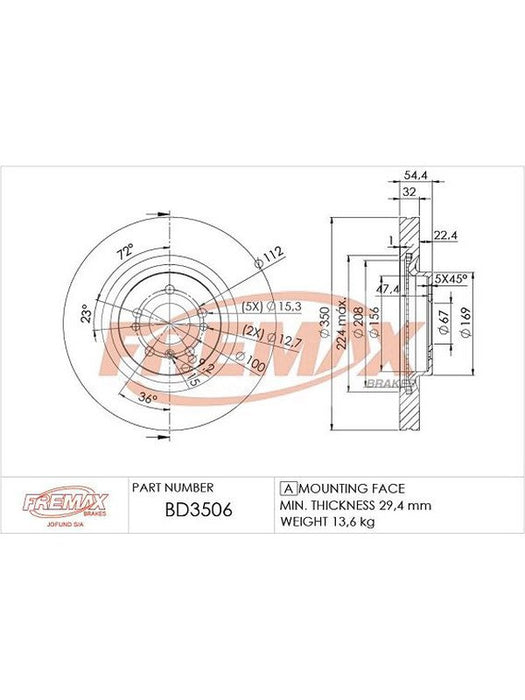 Fremax Brake Disc Front Each BD-3506 Fremax - Micks Gone Bush