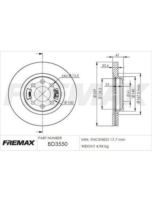 Fremax Brake Disc Front Pair BD-3550 Fremax - Micks Gone Bush