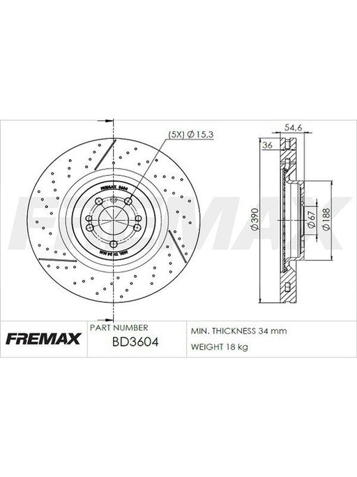 Fremax Brake Rotor (Single) Front For Mercedes Ml63 6.2L Amg W164 BD-3604 Fremax - Micks Gone Bush