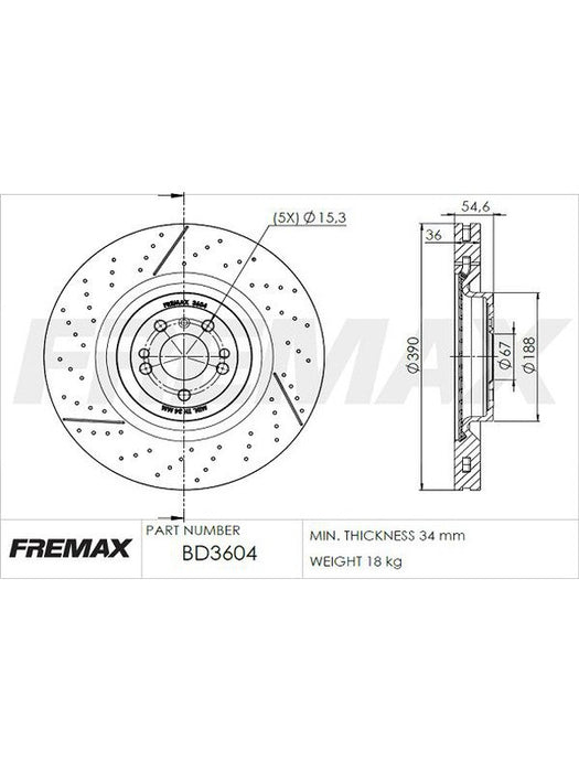 Fremax Brake Rotor (Single) Front For Mercedes Ml63 6.2L Amg W164 BD-3604 Fremax - Micks Gone Bush