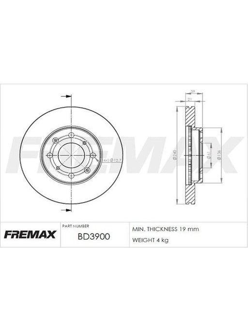 Fremax Brake Disc Front Pair BD-3900 Fremax - Micks Gone Bush