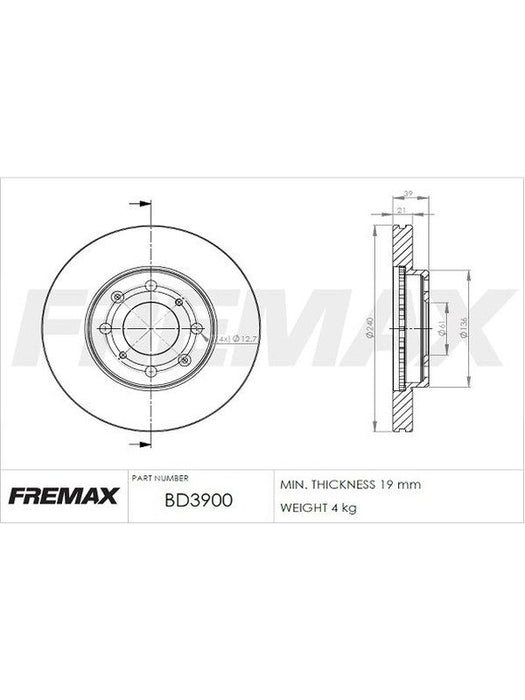 Fremax Brake Disc Front Pair BD-3900 Fremax - Micks Gone Bush