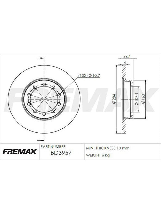 Fremax Brake Disc Rear Pair BD-3957 Fremax - Micks Gone Bush