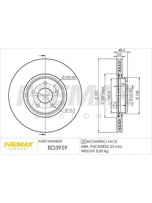 Fremax Brake Disc Front Pair BD-3959 Fremax - Micks Gone Bush