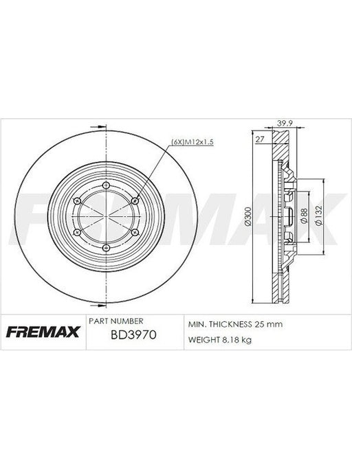 Fremax Brake Disc Front Pair BD-3970 Fremax - Micks Gone Bush