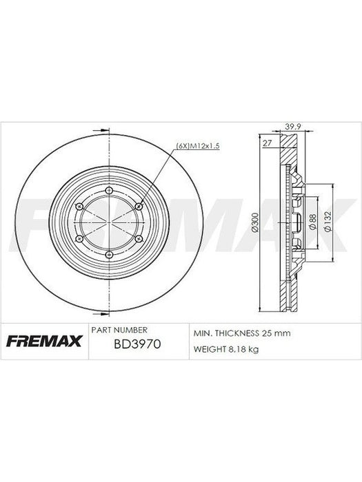Fremax Brake Disc Front Pair BD-3970 Fremax - Micks Gone Bush