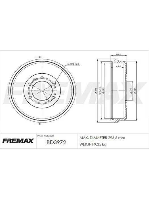 Fremax Brake Drum Rear Pair BD-3972 Fremax - Micks Gone Bush