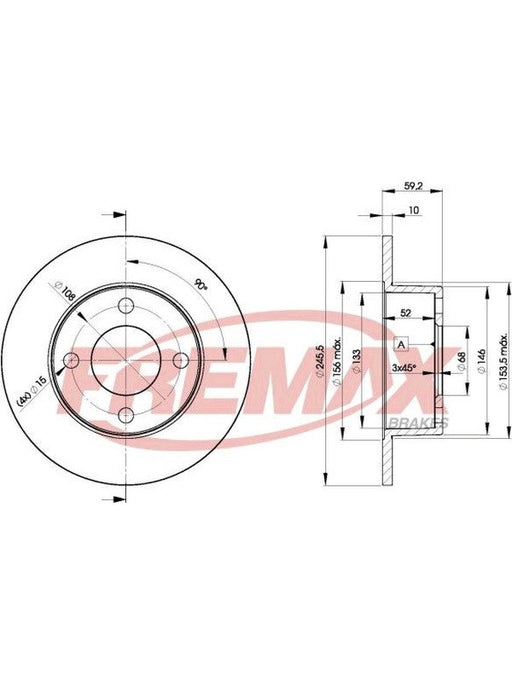 Fremax Brake Rotor Solid Each Rear BD-4010 Fremax - Micks Gone Bush