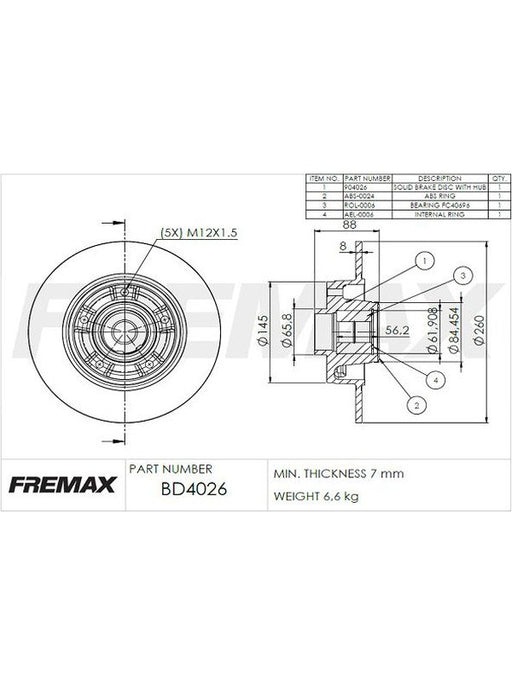 Fremax Brake Disc Rear Each BD-4026 Fremax - Micks Gone Bush
