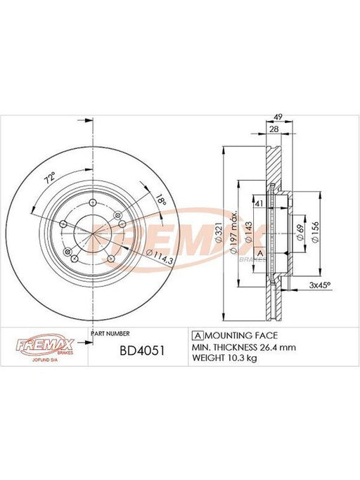 Fremax Brake Disc Front Each BD-4051 Fremax - Micks Gone Bush