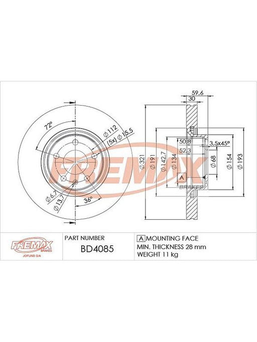 Fremax Brake Disc Front Each BD-4085 Fremax - Micks Gone Bush