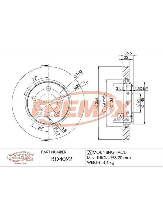 Fremax Brake Disc Rear Pair BD-4092 Fremax - Micks Gone Bush