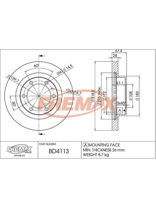 Fremax Brake Disc Front Pair BD-4113 Fremax - Micks Gone Bush