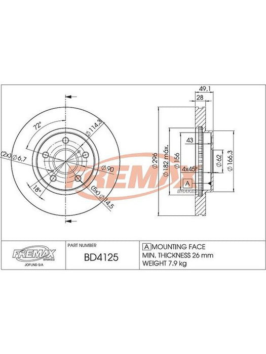 Fremax Brake Disc Front Pair BD-4125 Fremax - Micks Gone Bush