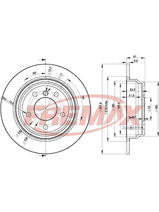 Fremax Brake Disc Rear Pair Bmw E39 520 523I BD-4129 Fremax - Micks Gone Bush