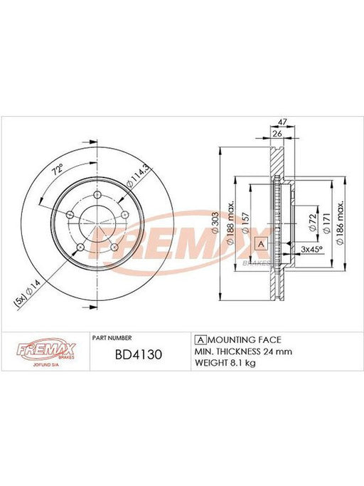 Fremax Brake Disc Front Pair BD-4130 Fremax - Micks Gone Bush