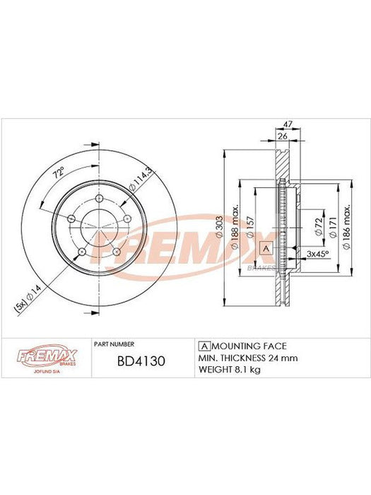 Fremax Brake Disc Front Pair BD-4130 Fremax - Micks Gone Bush