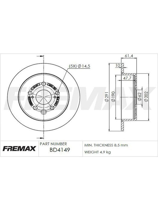 Fremax Brake Disc Rear Pair BD-4149 Fremax - Micks Gone Bush