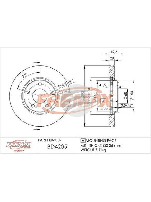 Fremax Carbon+ Rotor Pair For Nissan Elgrand Front BD-4205 Fremax - Micks Gone Bush