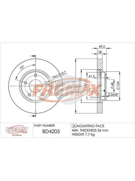 Fremax Carbon+ Rotor Pair For Nissan Elgrand Front BD-4205 Fremax - Micks Gone Bush