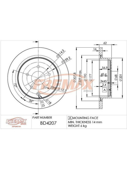 Fremax Brake Disc Rear Pair BD-4207 Fremax - Micks Gone Bush