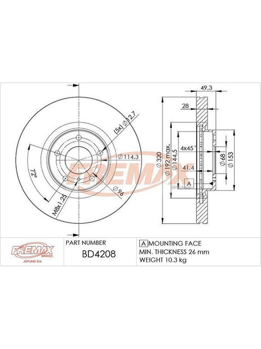 Fremax Brake Disc Front Each BD-4208 Fremax - Micks Gone Bush