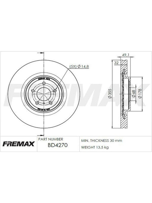 Fremax Brake Disc Front Each BD-4270 Fremax - Micks Gone Bush