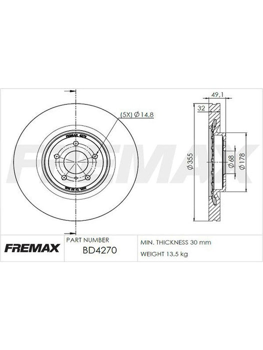 Fremax Brake Disc Front Each BD-4270 Fremax - Micks Gone Bush
