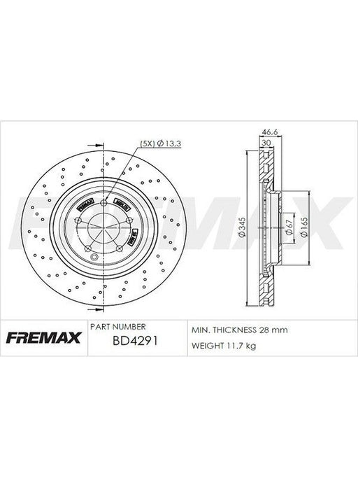 Fremax Brake Disc Front Each BD-4291 Fremax - Micks Gone Bush