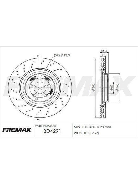 Fremax Brake Disc Front Each BD-4291 Fremax - Micks Gone Bush