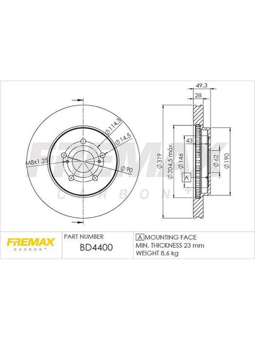 Fremax Brake Disc Front Pair BD-4400 Fremax - Micks Gone Bush