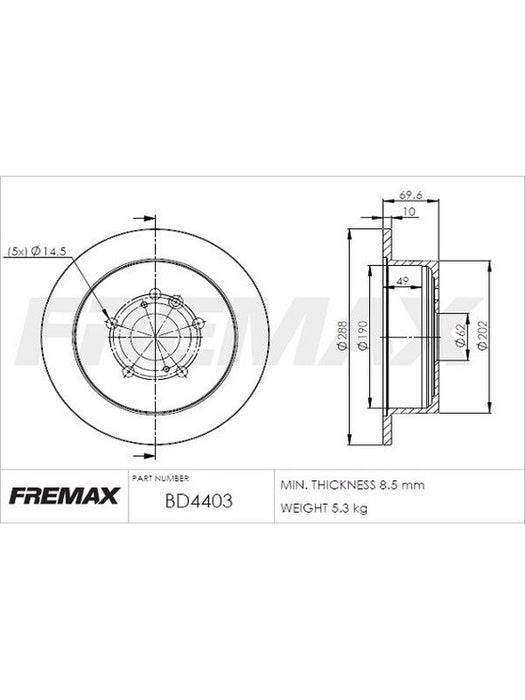 Fremax Brake Disc Rear Pair BD-4403 Fremax - Micks Gone Bush