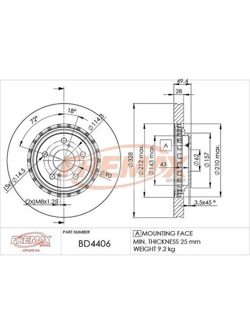Fremax Brake Disc Front Pair BD-4406 Fremax - Micks Gone Bush