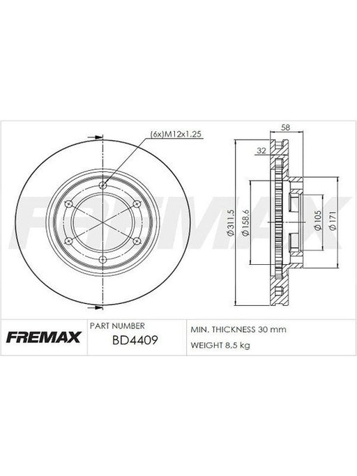 Fremax Brake Disc Front Pair BD-4409 Fremax - Micks Gone Bush