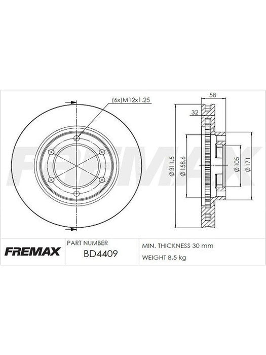 Fremax Brake Disc Front Pair BD-4409 Fremax - Micks Gone Bush