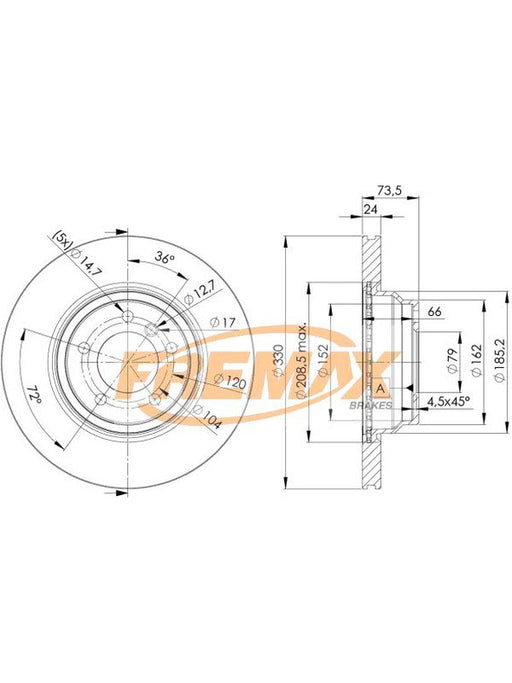 Fremax Brake Disc Front Pair Bmw E87 130, E90 325 330 BD-4645 Fremax - Micks Gone Bush