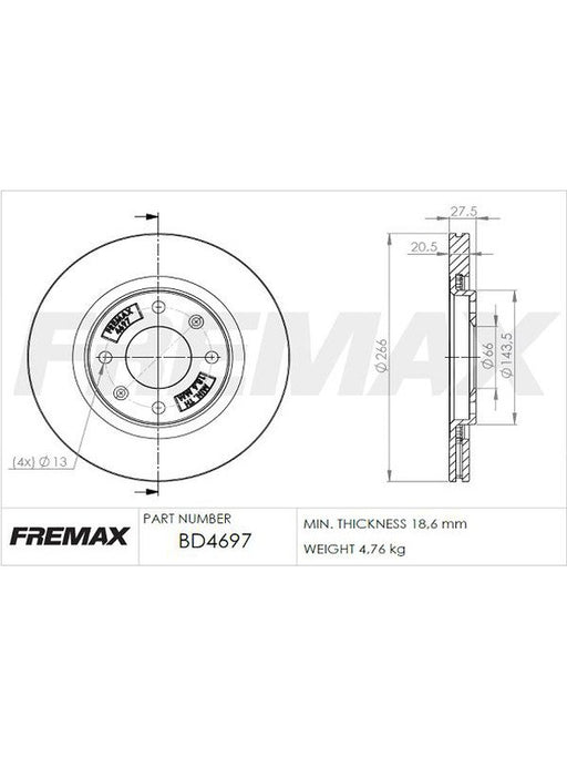 Fremax Brake Disc Front Pair BD-4697 Fremax - Micks Gone Bush