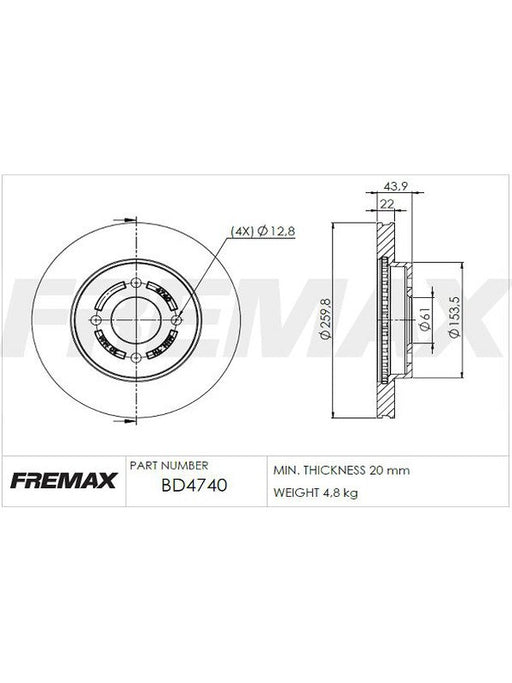 Fremax Brake Disc Front Pair BD-4740 Fremax - Micks Gone Bush