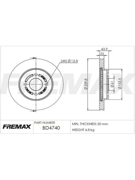 Fremax Brake Disc Front Pair BD-4740 Fremax - Micks Gone Bush