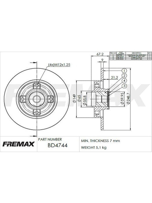 Fremax Brake Disc Rear Each BD-4744 Fremax - Micks Gone Bush