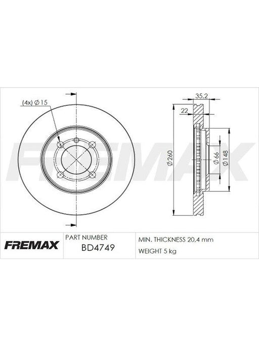 Fremax Brake Disc Front Pair Bmw E30 323I 325E BD-4749 Fremax - Micks Gone Bush