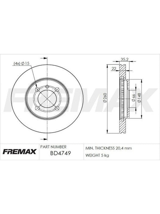 Fremax Brake Disc Front Pair Bmw E30 323I 325E BD-4749 Fremax - Micks Gone Bush