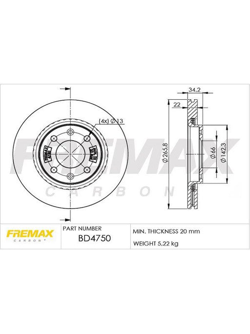 Fremax Brake Disc Front Pair BD-4750 Fremax - Micks Gone Bush