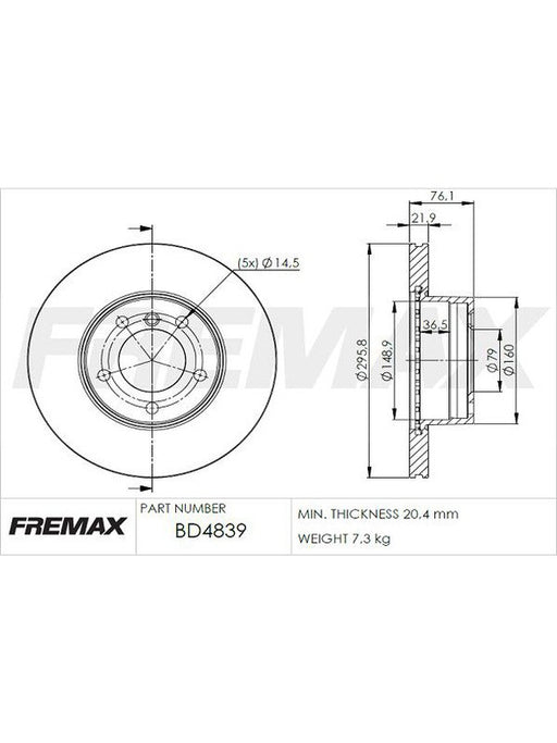 Fremax Brake Disc Front Each Bmw E39 523 525 535 BD-4839 Fremax - Micks Gone Bush