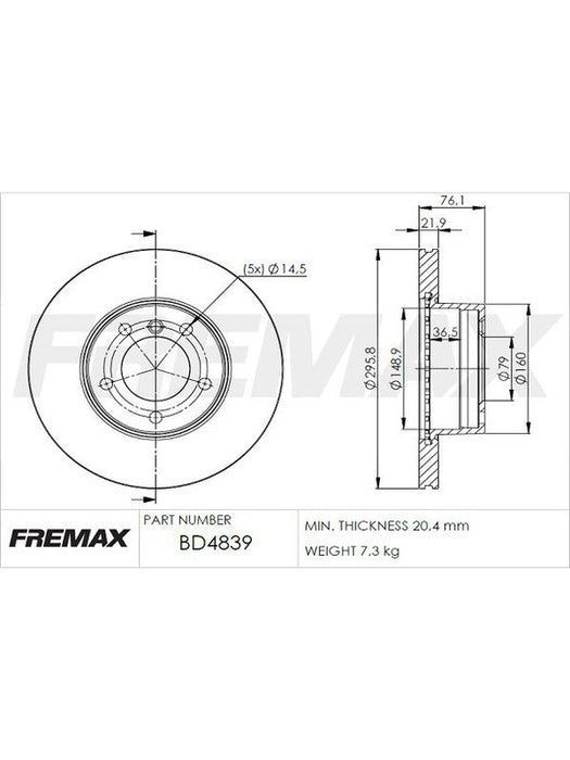 Fremax Brake Disc Front Each Bmw E39 523 525 535 BD-4839 Fremax - Micks Gone Bush